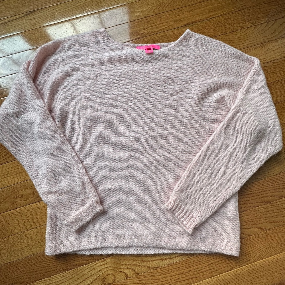 LILLY PULITZER SOLEEN KNIT ALLOVER SEQUIN SWEATER Pale Pink SIZE XS